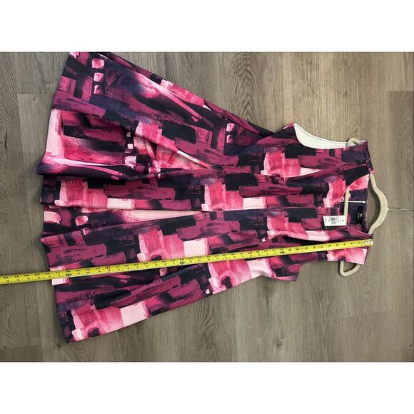 N NATORI NWT Brushstroke Pleated Dress Purple Pink Sz 18, MP $160 - Picture 6 of 11